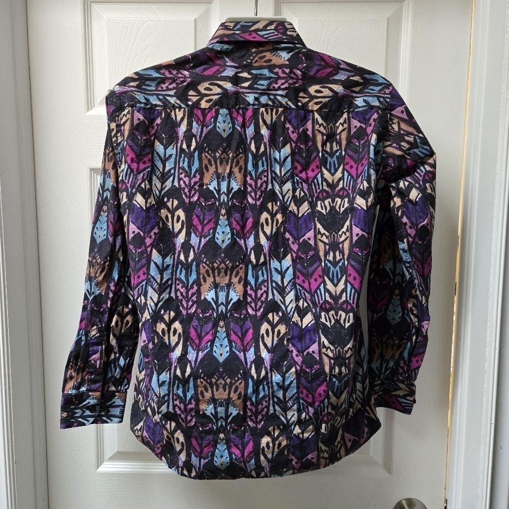 Jared Lang Geometric Print Long Sleeve Button Up Shirt - Picture 3 of 7